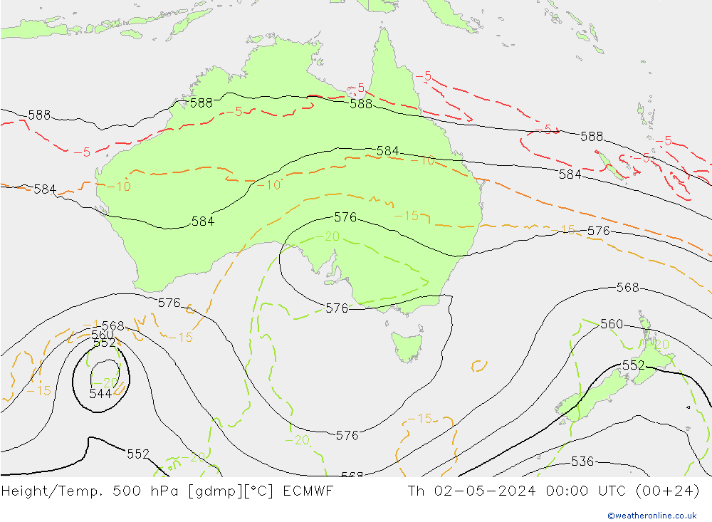 Height/Temp. 500 hPa ECMWF Th 02.05.2024 00 UTC