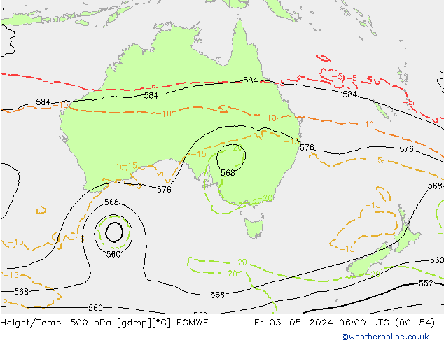 Z500/Rain (+SLP)/Z850 ECMWF vie 03.05.2024 06 UTC