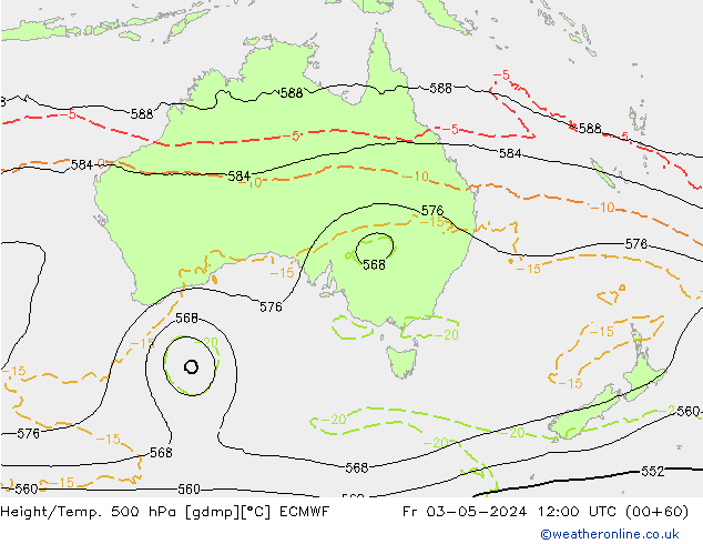 Z500/Rain (+SLP)/Z850 ECMWF Fr 03.05.2024 12 UTC