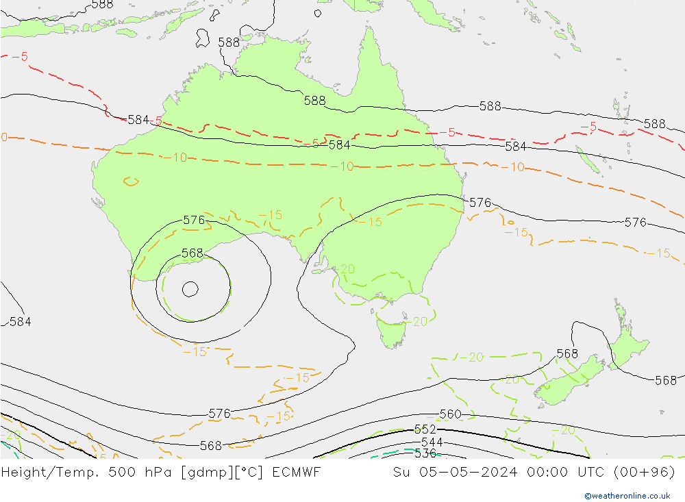 Hoogte/Temp. 500 hPa ECMWF zo 05.05.2024 00 UTC