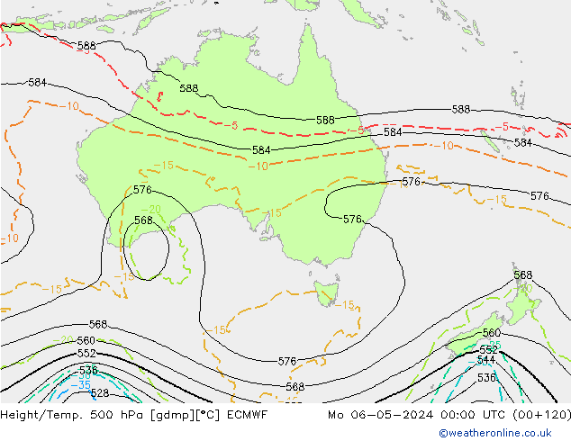 Z500/Rain (+SLP)/Z850 ECMWF Mo 06.05.2024 00 UTC