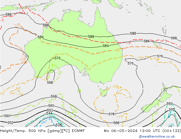 Z500/Rain (+SLP)/Z850 ECMWF Po 06.05.2024 12 UTC