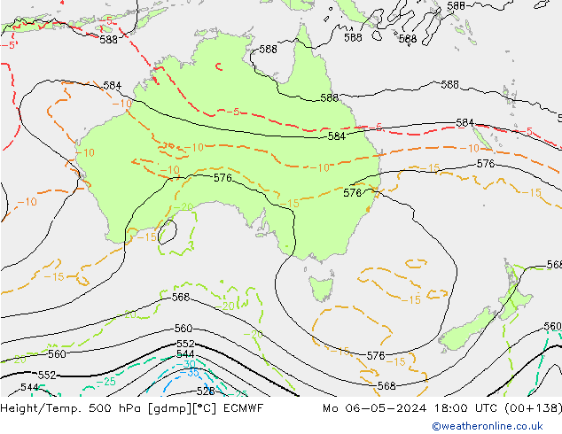 Z500/Rain (+SLP)/Z850 ECMWF Mo 06.05.2024 18 UTC