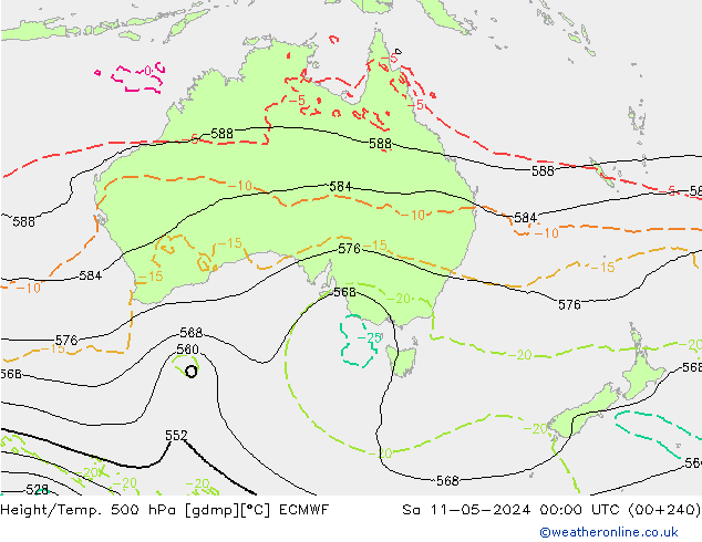 Z500/Regen(+SLP)/Z850 ECMWF za 11.05.2024 00 UTC