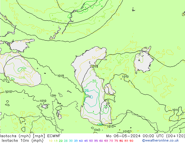 Isotachs (mph) ECMWF Seg 06.05.2024 00 UTC