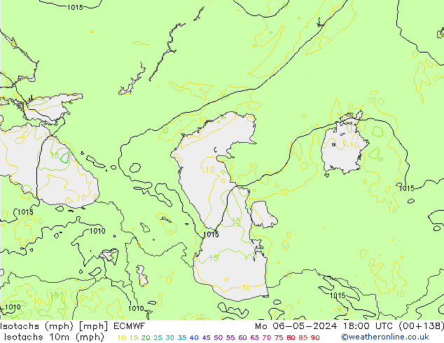 Isotachs (mph) ECMWF Mo 06.05.2024 18 UTC