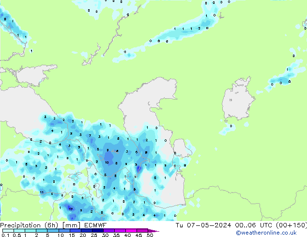 Precipitación (6h) ECMWF mar 07.05.2024 06 UTC