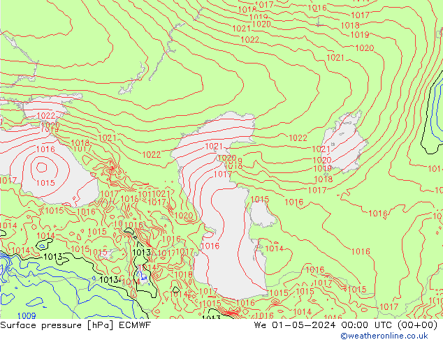 pressão do solo ECMWF Qua 01.05.2024 00 UTC