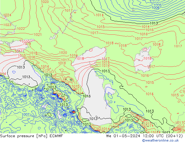 Atmosférický tlak ECMWF St 01.05.2024 12 UTC