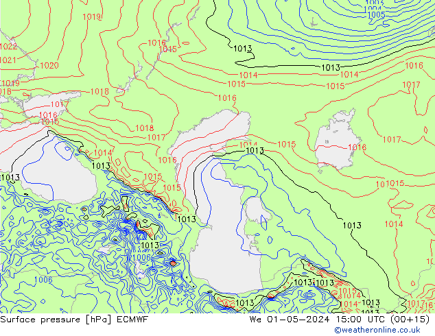 Atmosférický tlak ECMWF St 01.05.2024 15 UTC