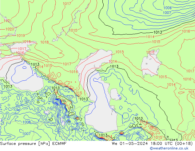 Atmosférický tlak ECMWF St 01.05.2024 18 UTC