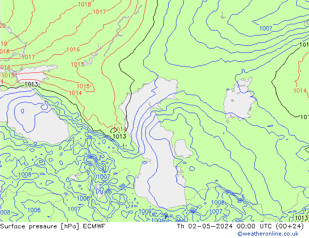 Surface pressure ECMWF Th 02.05.2024 00 UTC