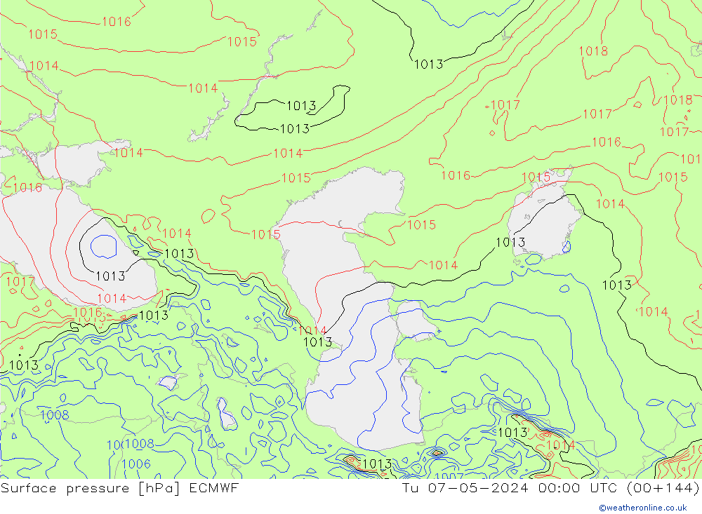 Luchtdruk (Grond) ECMWF di 07.05.2024 00 UTC