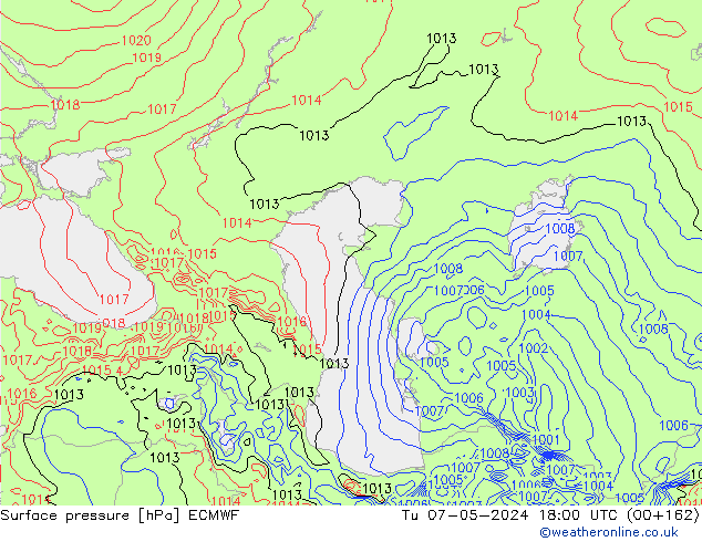 приземное давление ECMWF вт 07.05.2024 18 UTC