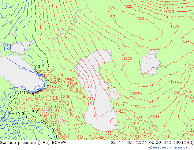 ciśnienie ECMWF so. 11.05.2024 00 UTC