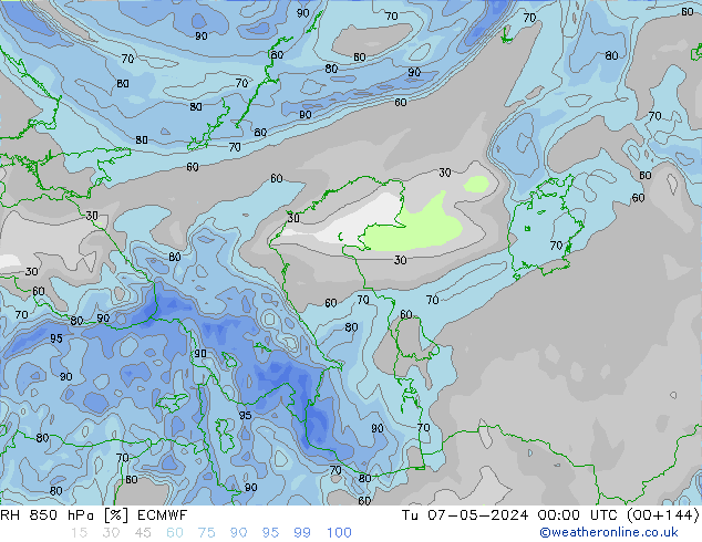 RV 850 hPa ECMWF di 07.05.2024 00 UTC