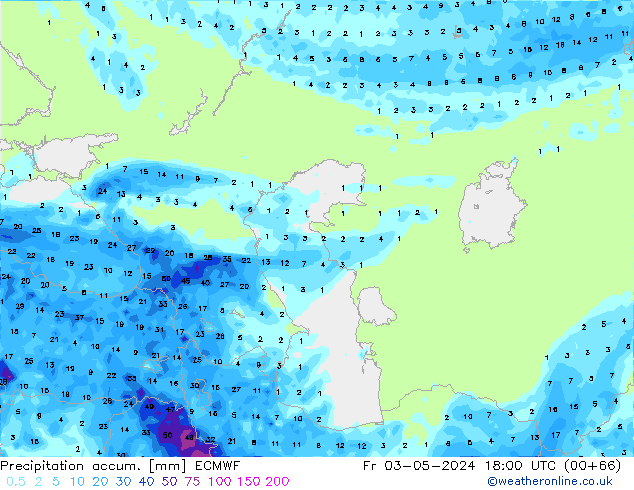 Precipitation accum. ECMWF Fr 03.05.2024 18 UTC