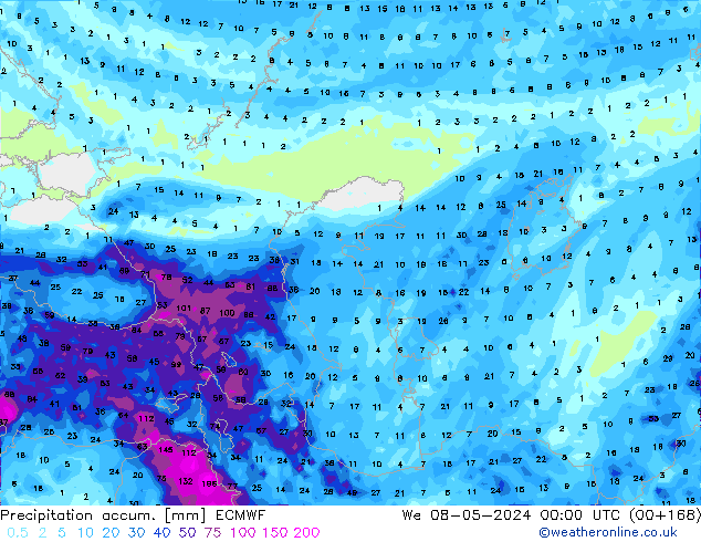 Toplam Yağış ECMWF Çar 08.05.2024 00 UTC