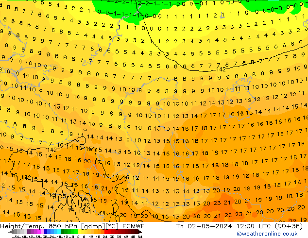 Z500/Rain (+SLP)/Z850 ECMWF Th 02.05.2024 12 UTC