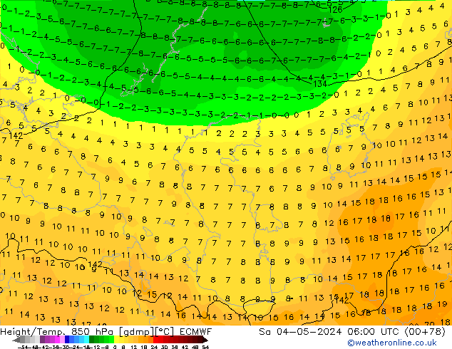 Z500/Rain (+SLP)/Z850 ECMWF sab 04.05.2024 06 UTC