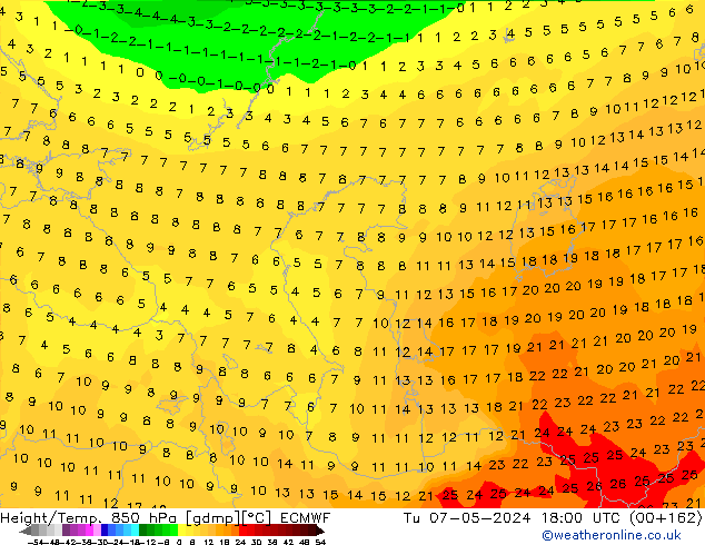 Z500/Regen(+SLP)/Z850 ECMWF di 07.05.2024 18 UTC