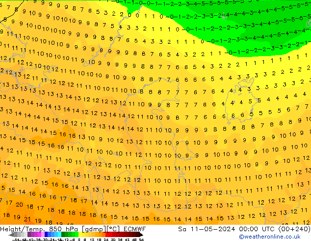 Height/Temp. 850 hPa ECMWF  11.05.2024 00 UTC