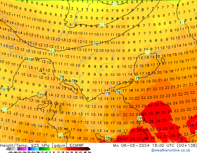 Height/Temp. 925 hPa ECMWF lun 06.05.2024 18 UTC