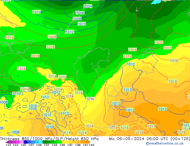 Thck 850-1000 hPa ECMWF Mo 06.05.2024 06 UTC