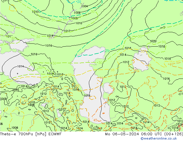 Theta-e 700hPa ECMWF lun 06.05.2024 06 UTC