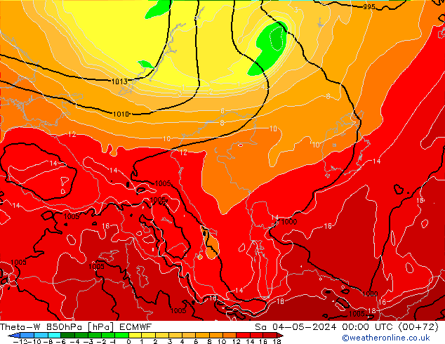 Theta-W 850hPa ECMWF sam 04.05.2024 00 UTC