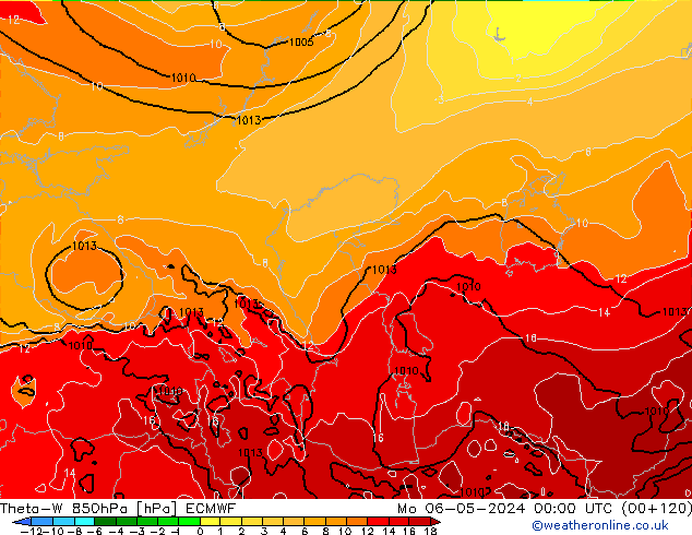 Theta-W 850hPa ECMWF Seg 06.05.2024 00 UTC