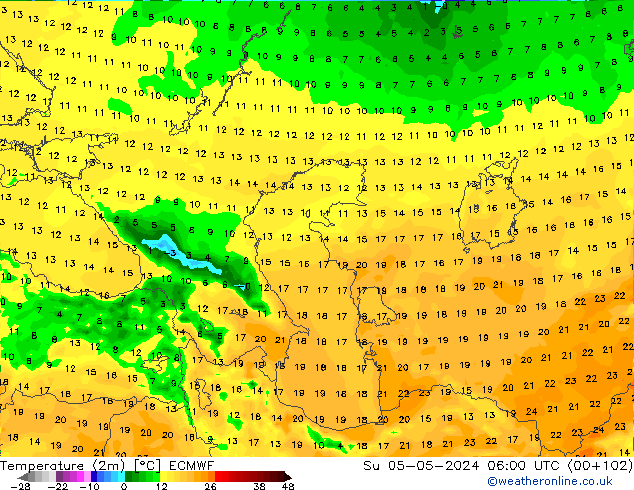 Temperatura (2m) ECMWF Dom 05.05.2024 06 UTC