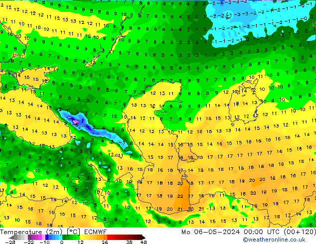 température (2m) ECMWF lun 06.05.2024 00 UTC