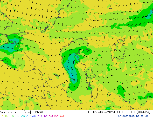 Vent 10 m ECMWF jeu 02.05.2024 00 UTC