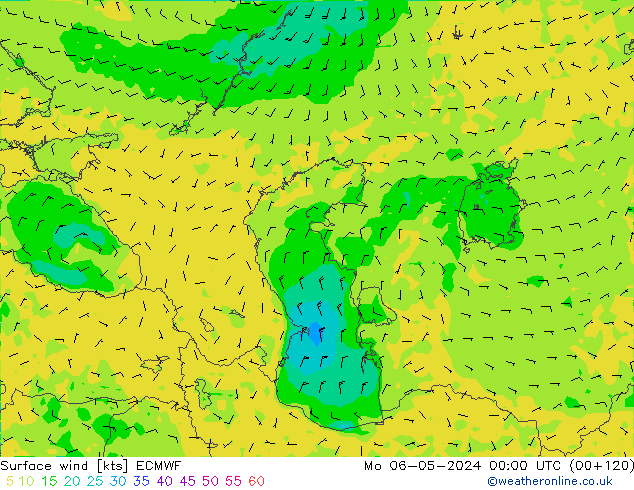 Vento 10 m ECMWF Seg 06.05.2024 00 UTC