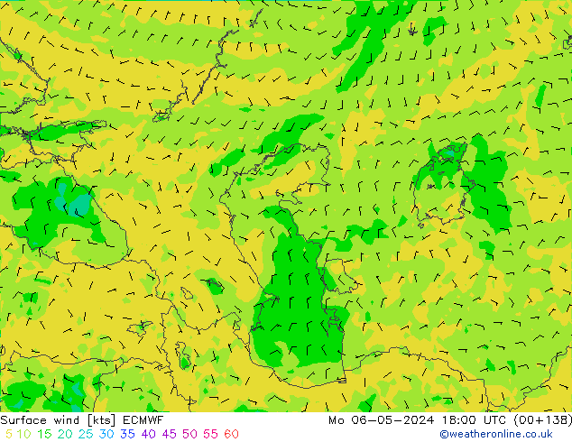 Surface wind ECMWF Mo 06.05.2024 18 UTC