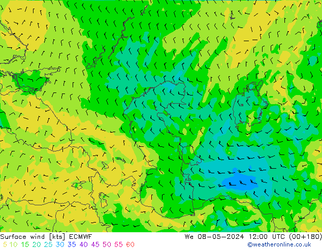 Viento 10 m ECMWF mié 08.05.2024 12 UTC