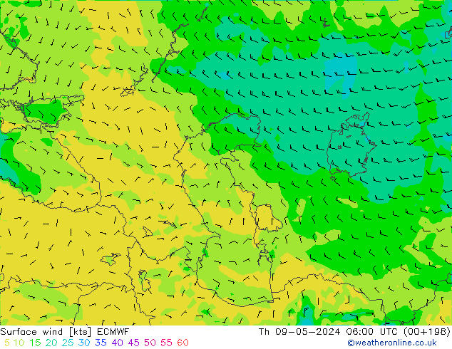 Surface wind ECMWF Th 09.05.2024 06 UTC