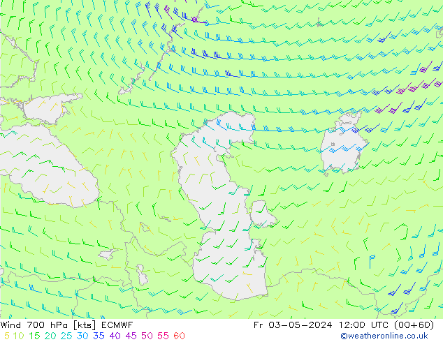 Wind 700 hPa ECMWF Fr 03.05.2024 12 UTC