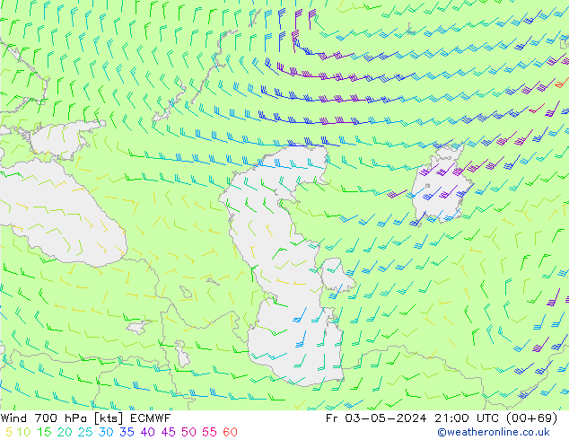 Wind 700 hPa ECMWF Fr 03.05.2024 21 UTC