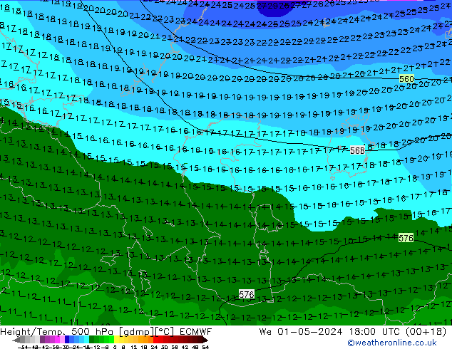 Z500/Rain (+SLP)/Z850 ECMWF Qua 01.05.2024 18 UTC