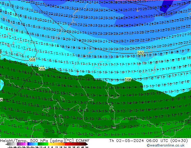 Z500/Rain (+SLP)/Z850 ECMWF jue 02.05.2024 06 UTC