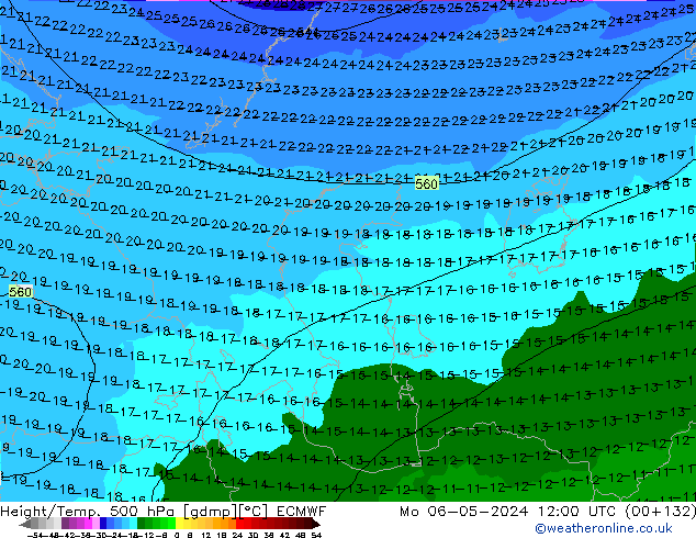 Z500/Rain (+SLP)/Z850 ECMWF Mo 06.05.2024 12 UTC