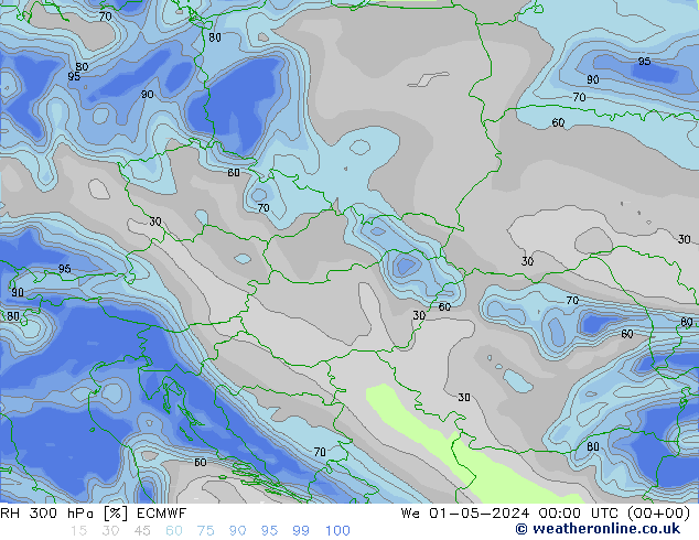 RH 300 hPa ECMWF We 01.05.2024 00 UTC