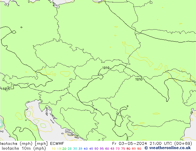 Isotachs (mph) ECMWF Fr 03.05.2024 21 UTC