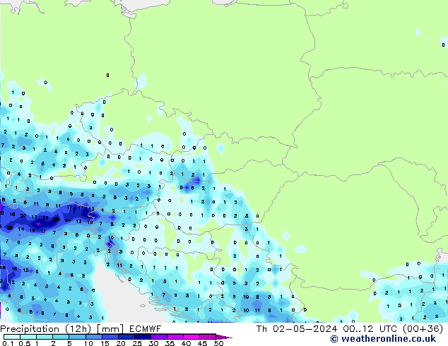 Precipitation (12h) ECMWF Th 02.05.2024 12 UTC