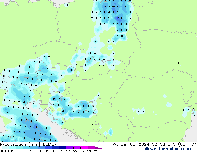 Précipitation ECMWF mer 08.05.2024 06 UTC