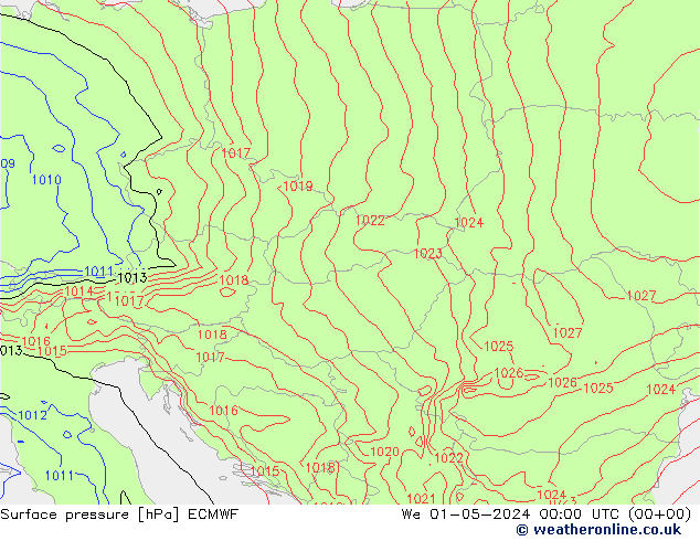 pression de l'air ECMWF mer 01.05.2024 00 UTC