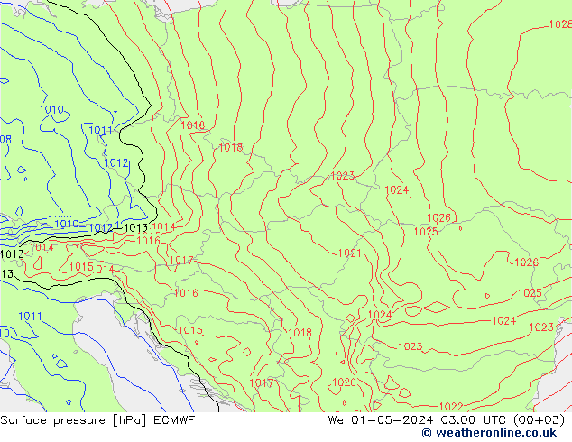 приземное давление ECMWF ср 01.05.2024 03 UTC