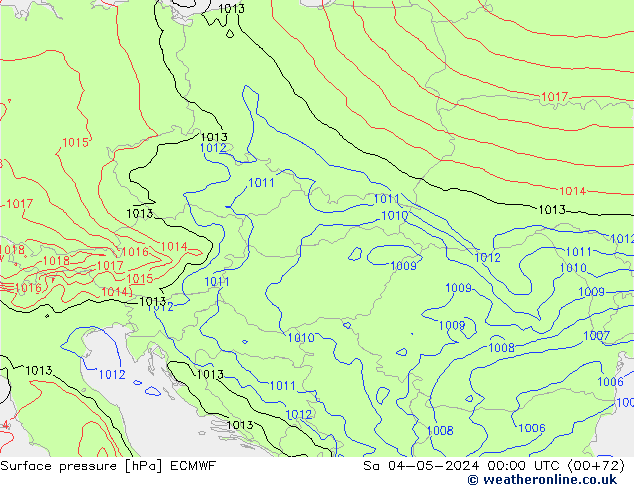 Presión superficial ECMWF sáb 04.05.2024 00 UTC